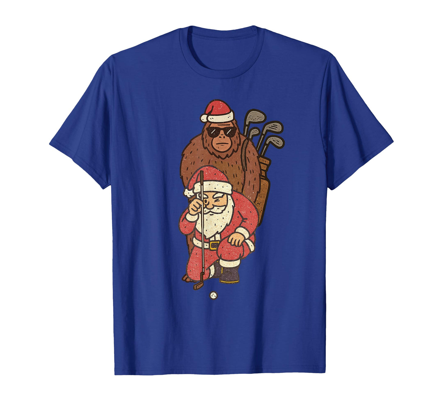 Santa Playing Golf Christmas Vintage Funny Xmas T-Shirt