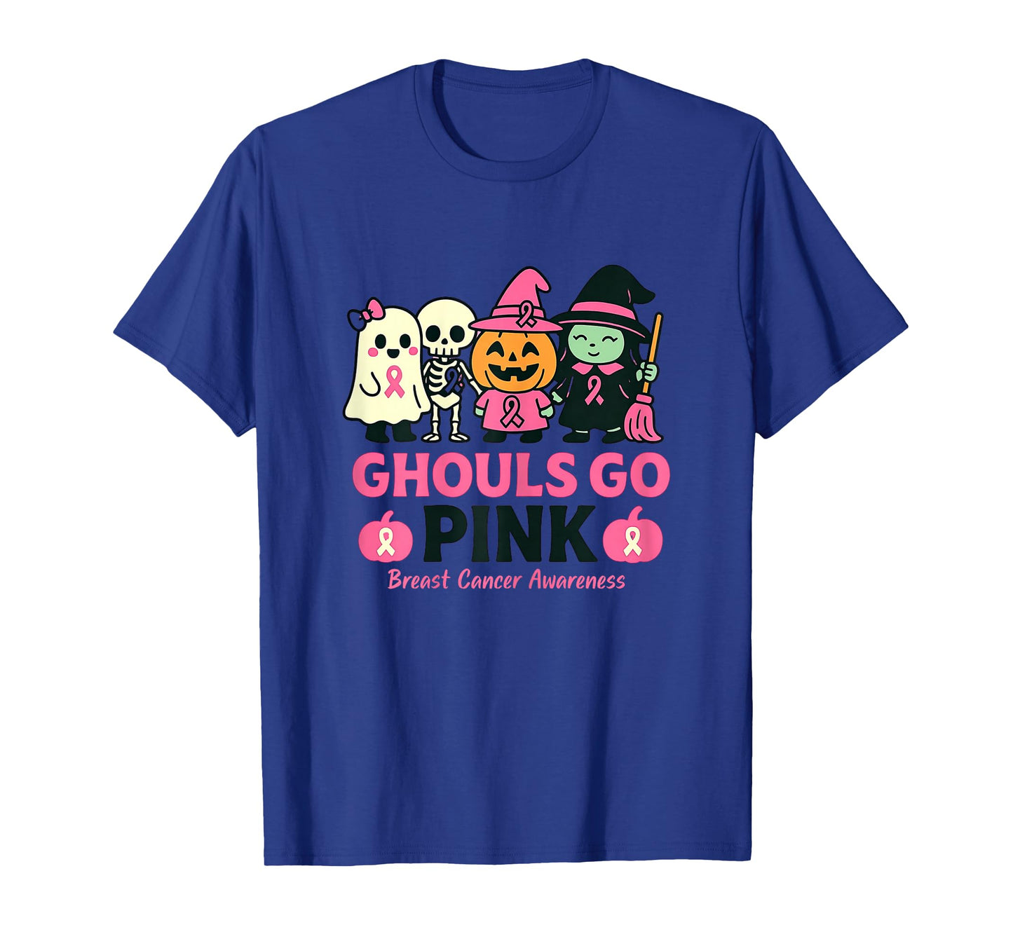 Ghouls Go Pink Breast Cancer Awareness Halloween Ghost Witch T-Shirt