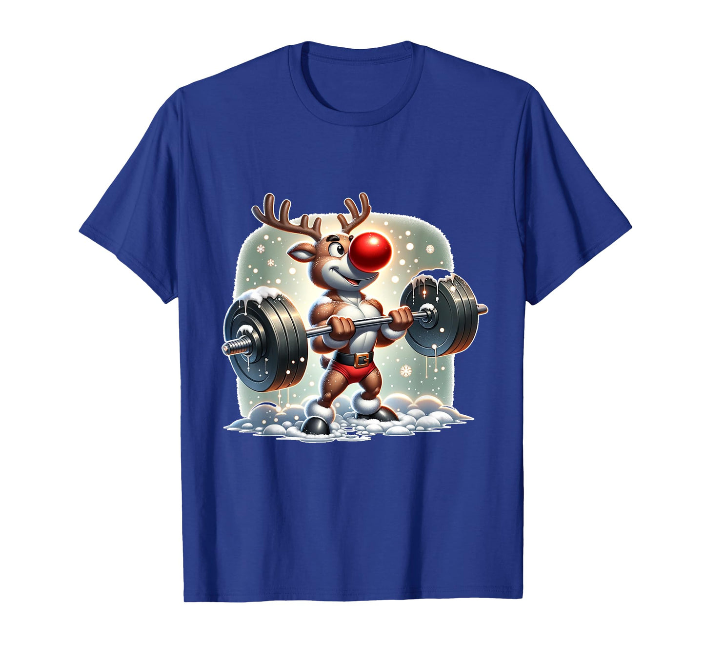 Rudolph The Red Nose Reindeer Workout Gym Weightlifter Funny T-Shirt