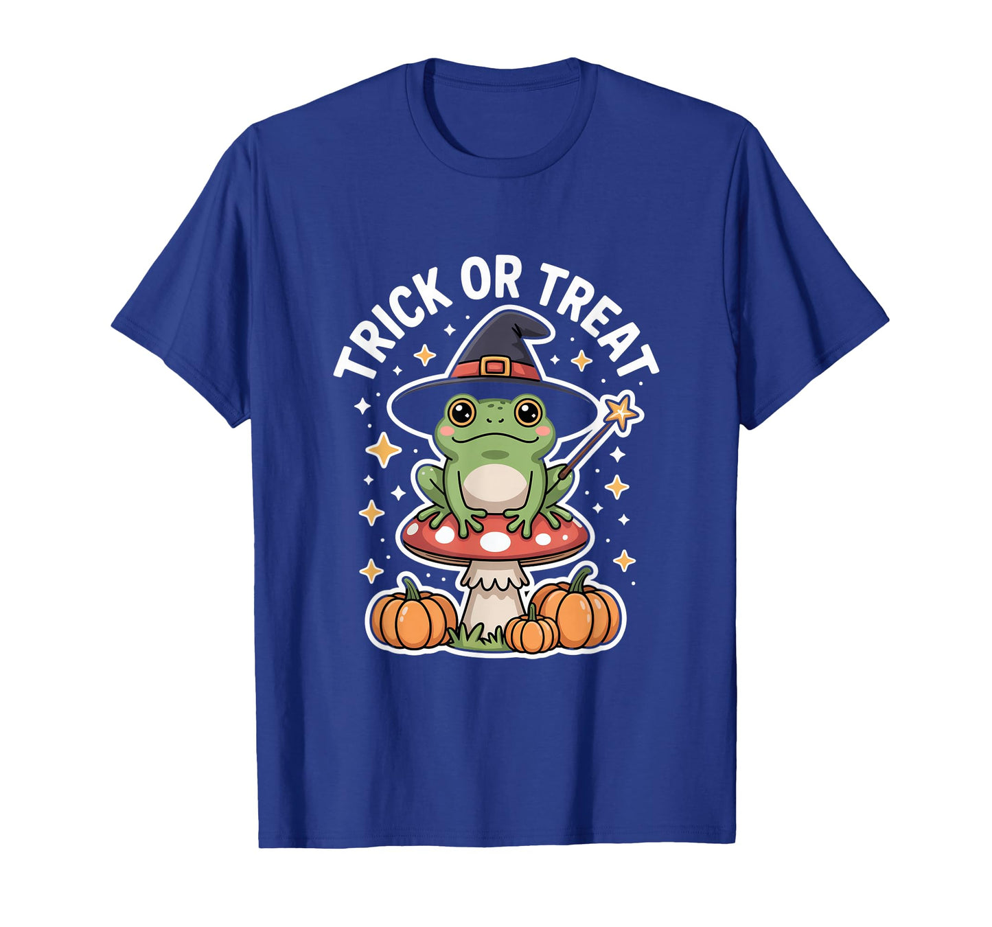 Trick Or Treat Witch Frog On Mushroom Halloween T-Shirt