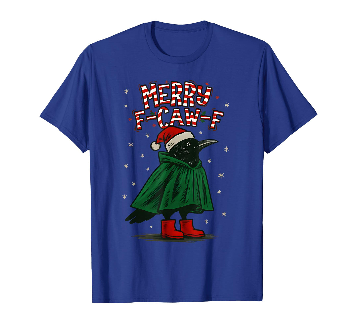 Merry Christmas F-Caw-F Crow Santa Black Bird Xmas Raven T-Shirt