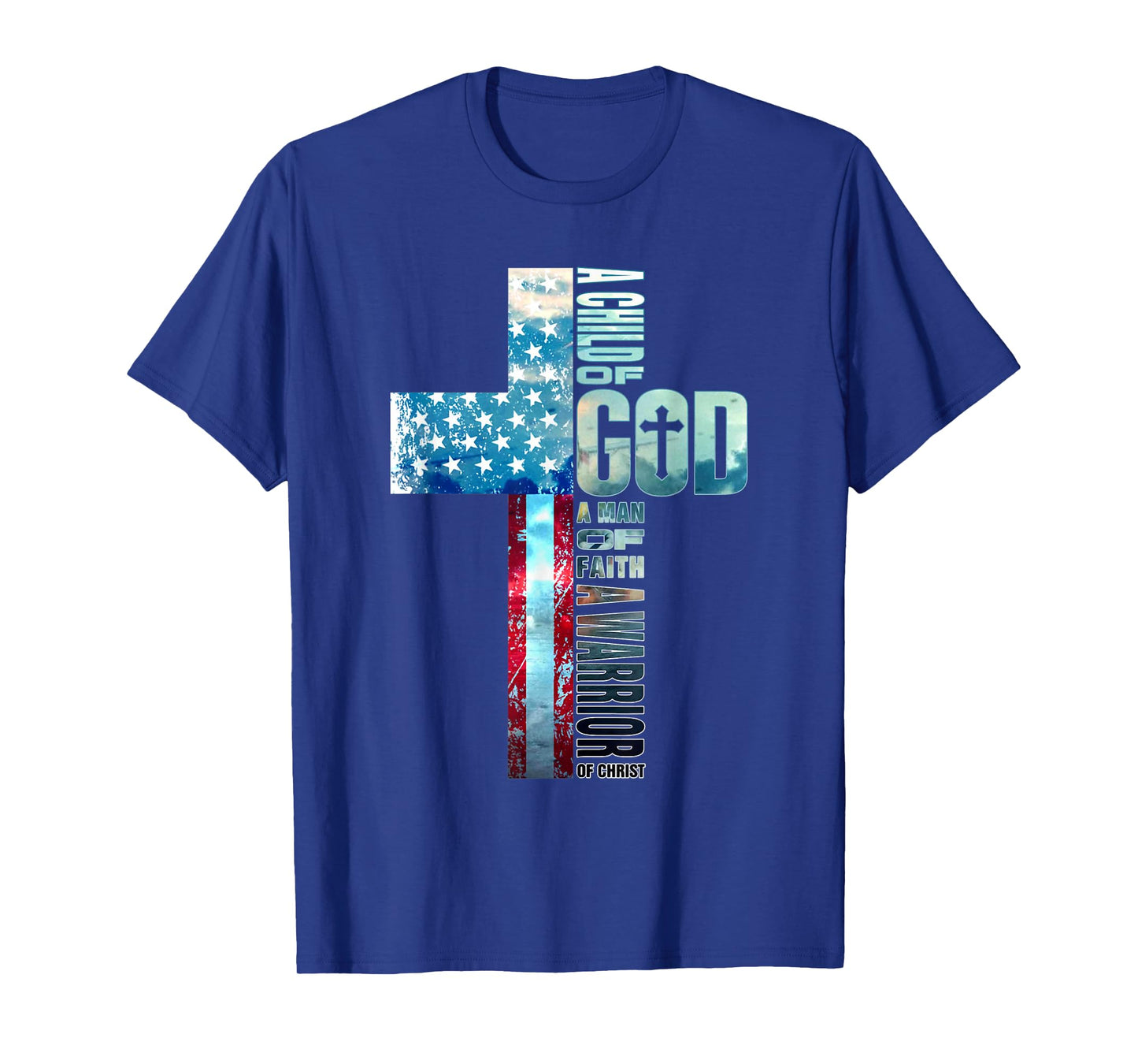 Faith Over Fears Cool Christian Cross American USA Flag Gym Women Men T-Shirt