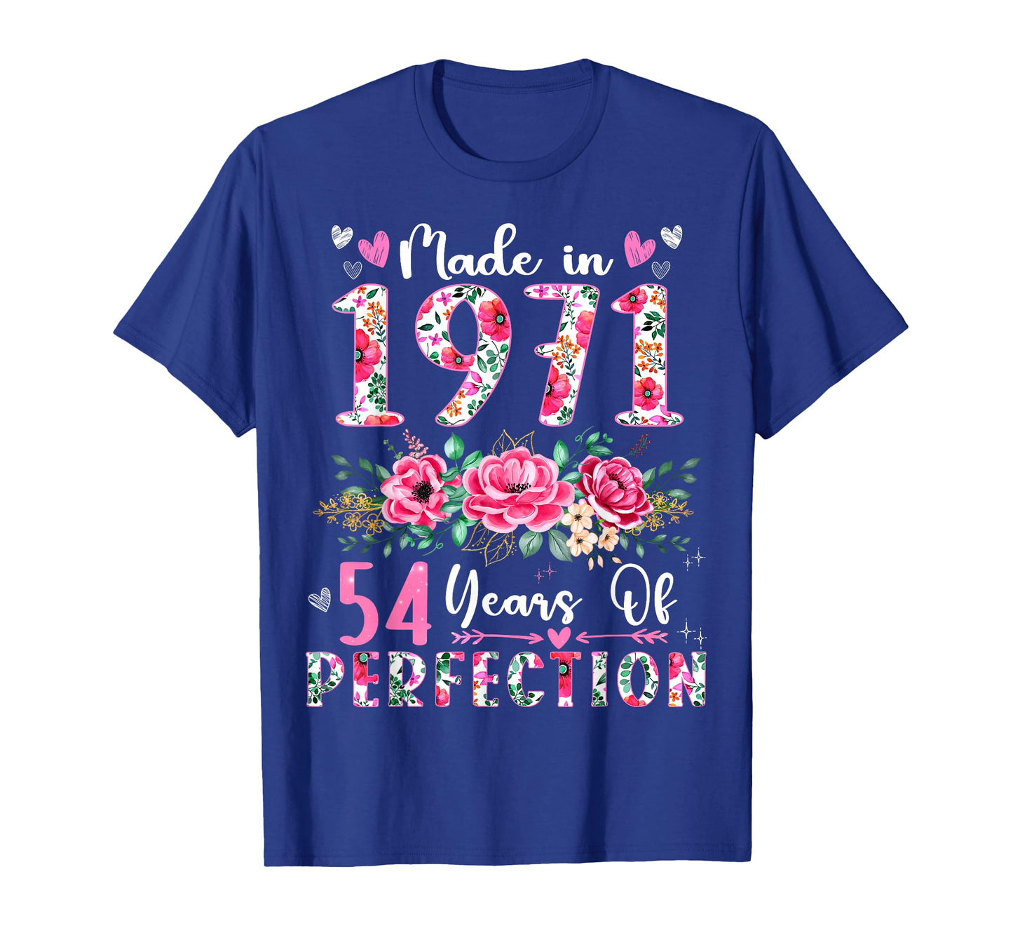 54 Year Old Made In 1971 Floral 54th Birthday Women T-Shirt
