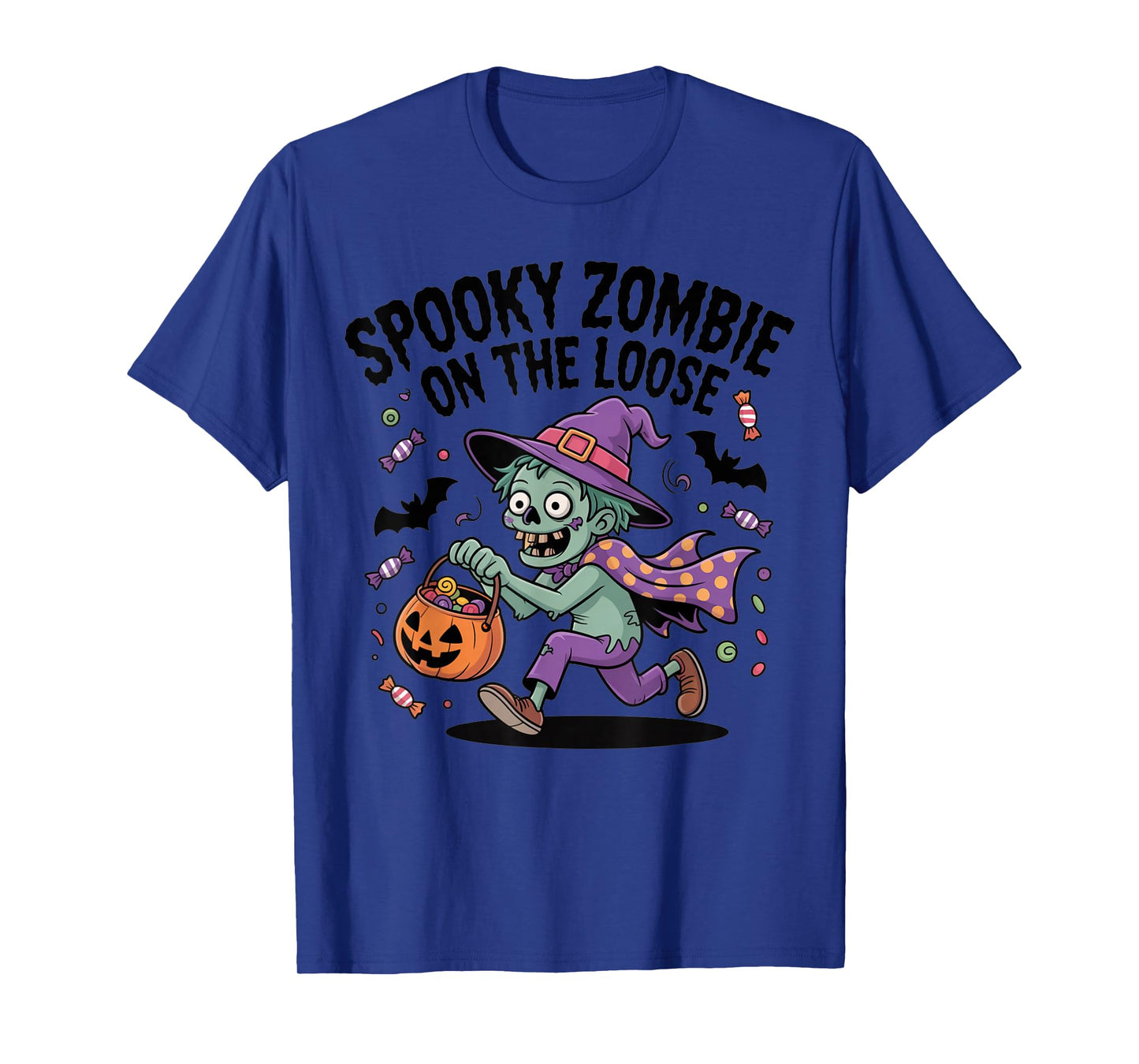 Spooky Zombie On The Loose Funny Halloween Costume T-Shirt
