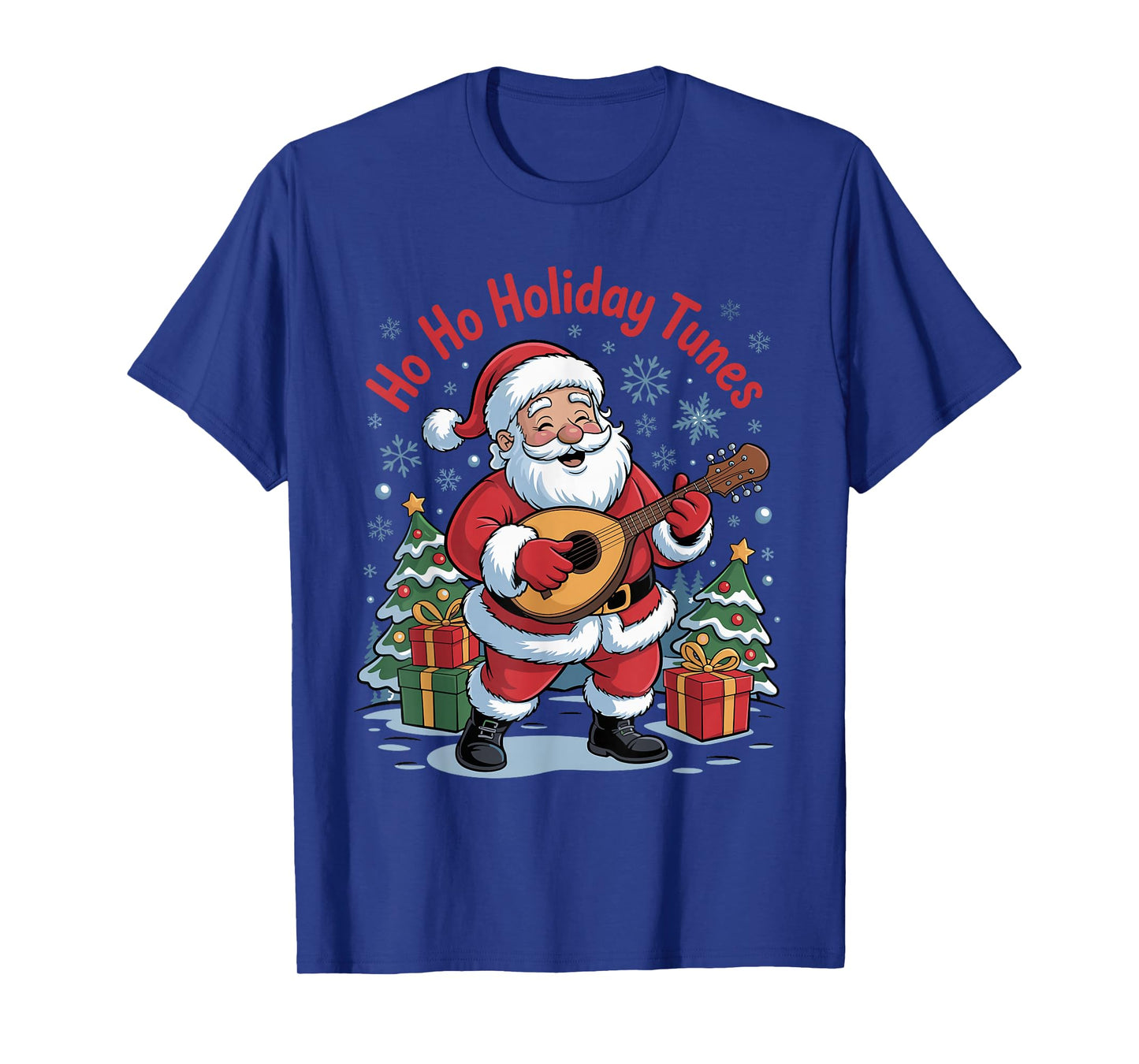 Funny Santa Christmas Design Mandolin Holiday Xmas Pajama T-Shirt