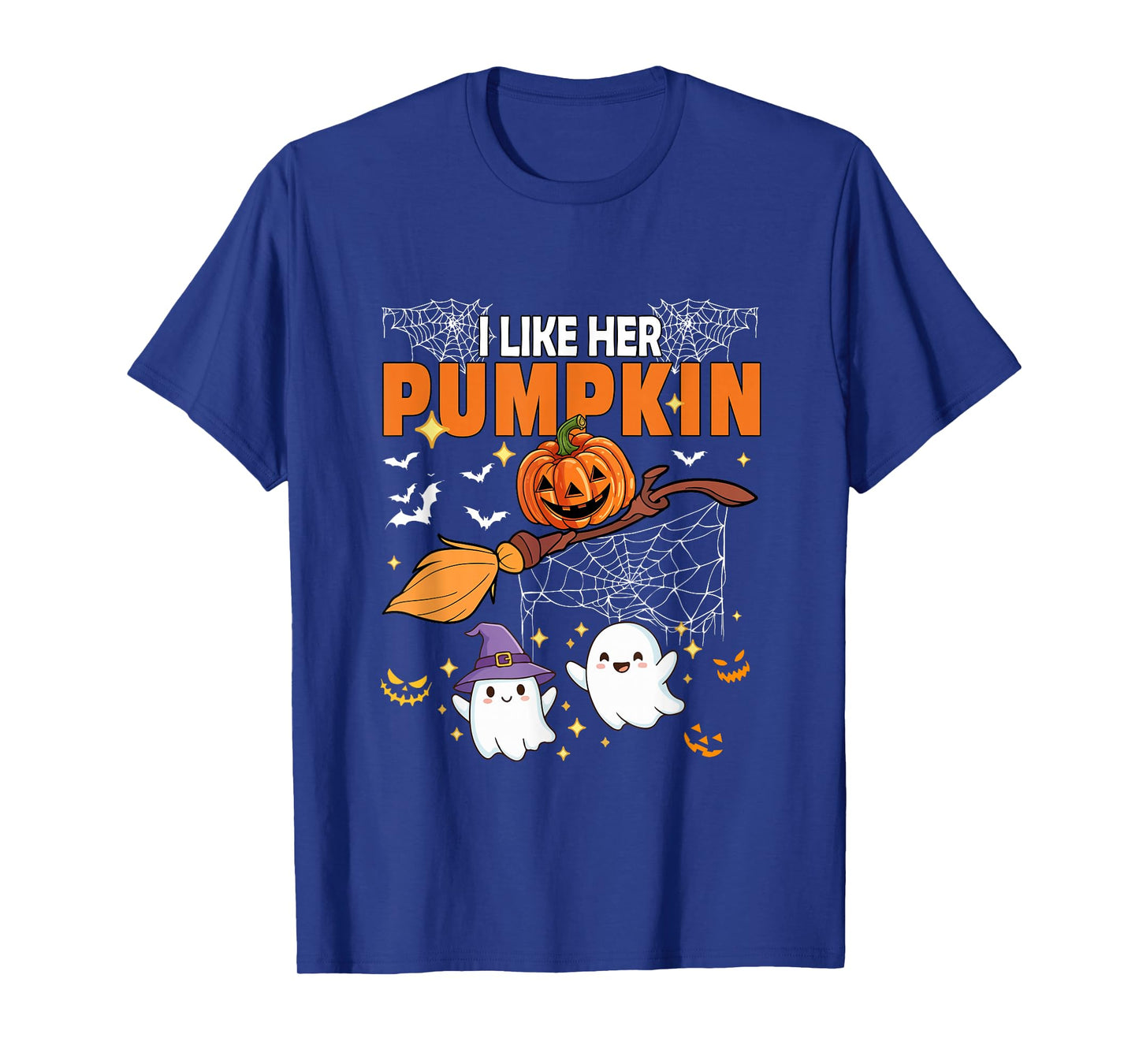 I Like Her Pumpkin Halloween Couple Boos Witch's Broomstick T-Shirt