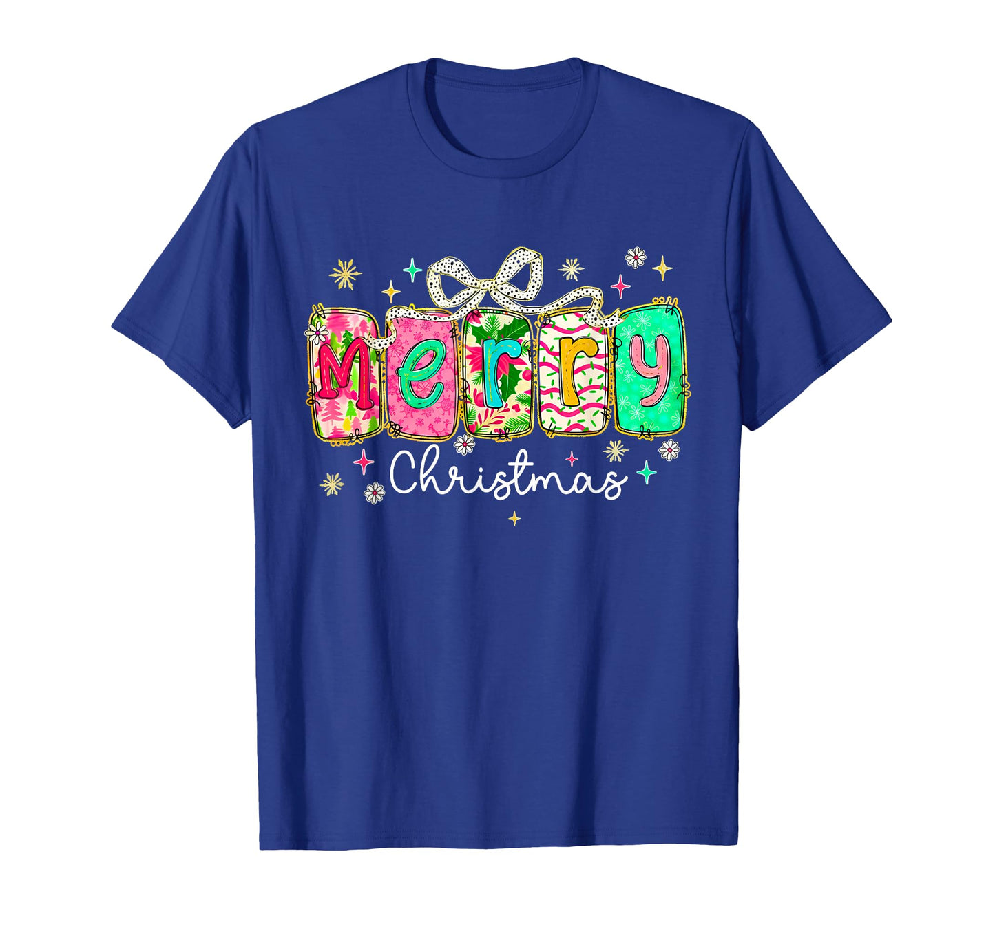 Merry Christmas Tree Coquette Bow Merry and Bright Girl T-Shirt