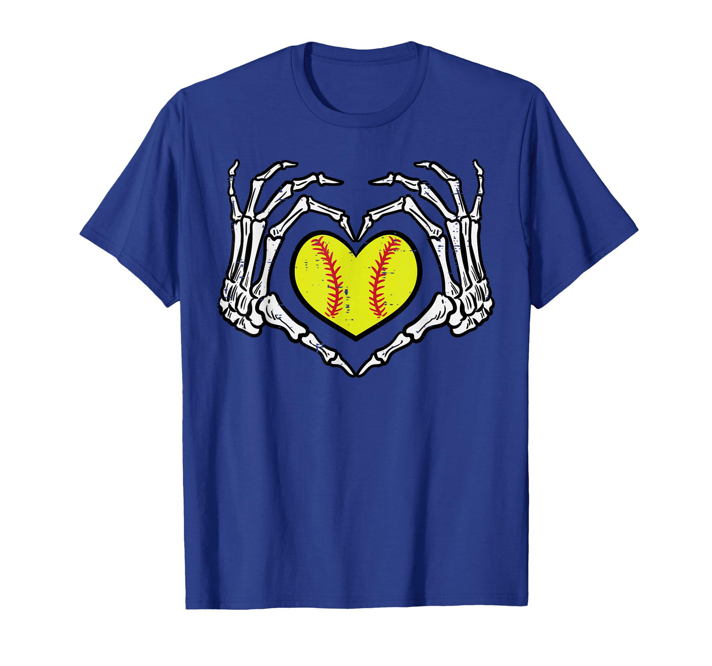Halloween Softball Heart Skeleton Hands Costume Women Girls T-Shirt