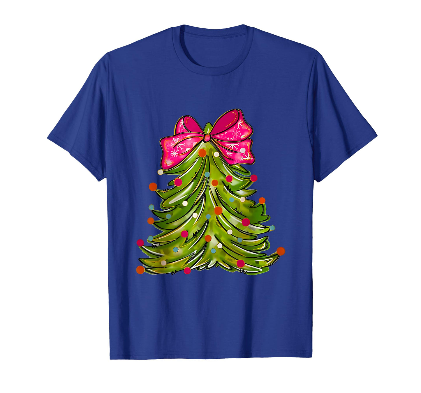 Merry Christmas Tree Coquette Bow Merry and Bright Girl T-Shirt