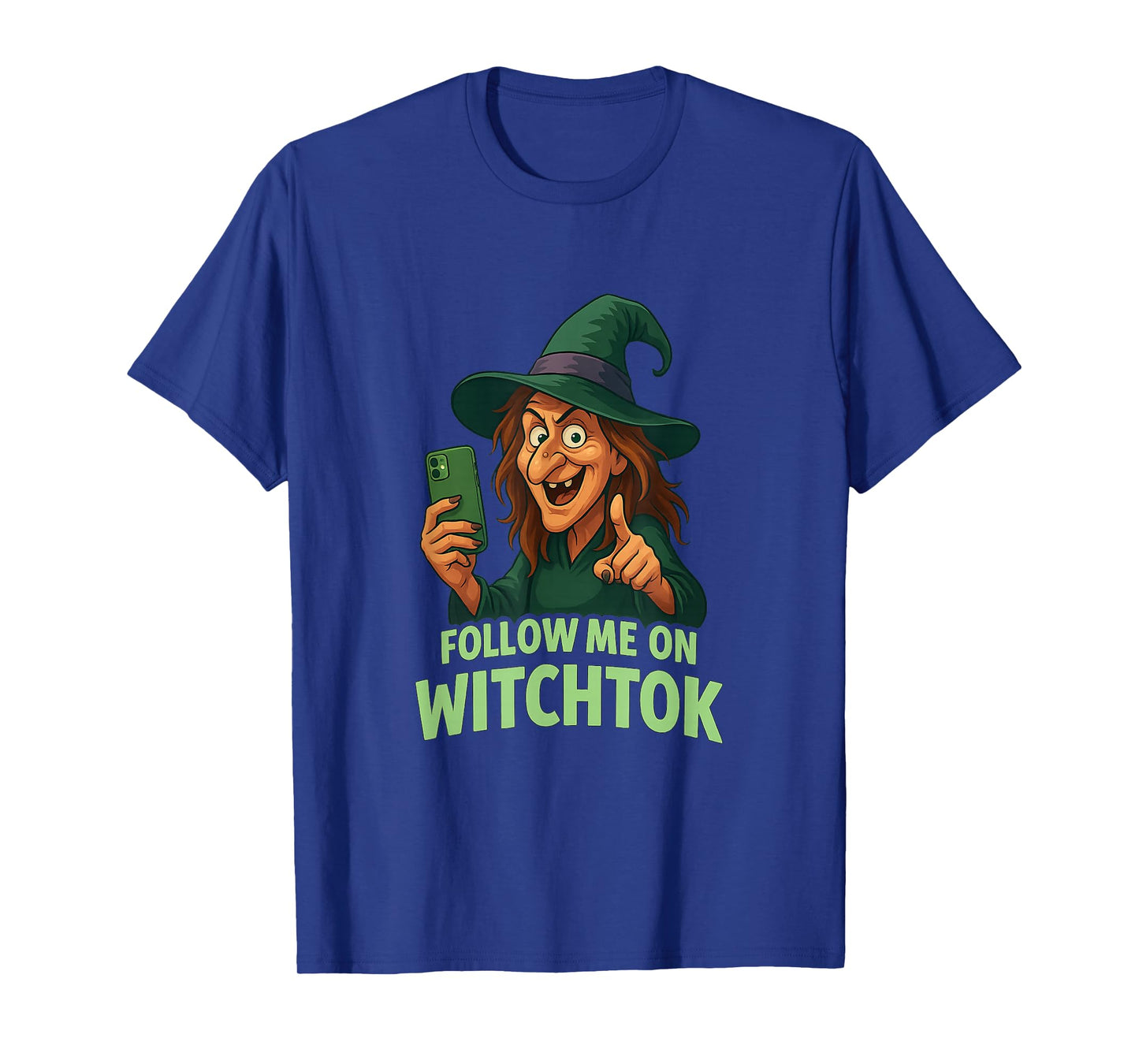 Follow Me on Witchtok Funny Old Witch with Phone Halloween T-Shirt