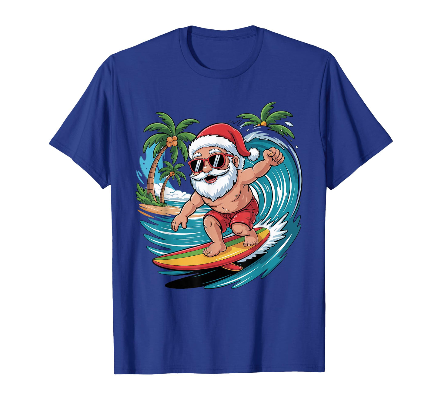 Santa Surfing Funny Surfer Holiday Christmas Xmas Pajama T-Shirt