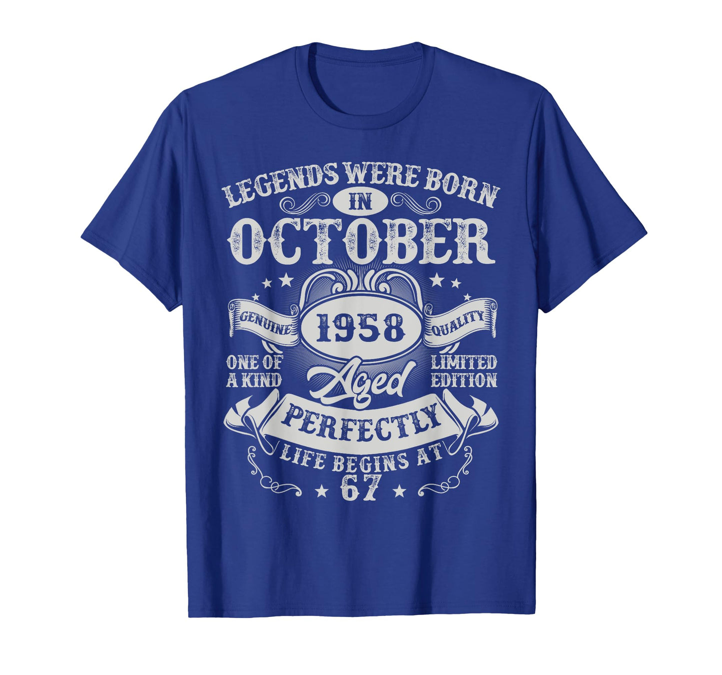 Legends Were Born in October 1958 Vintage 67th Birthday Men T-Shirt