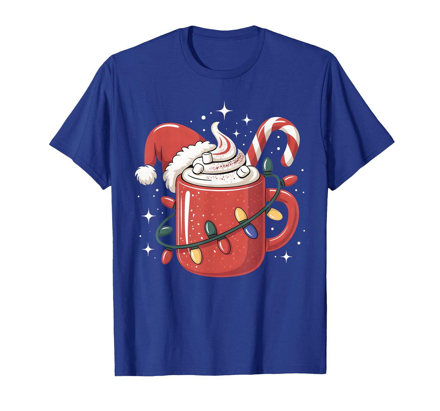 Candy Cane Cocoa Mug Christmas Lights Santa Hat Kids Women T-Shirt