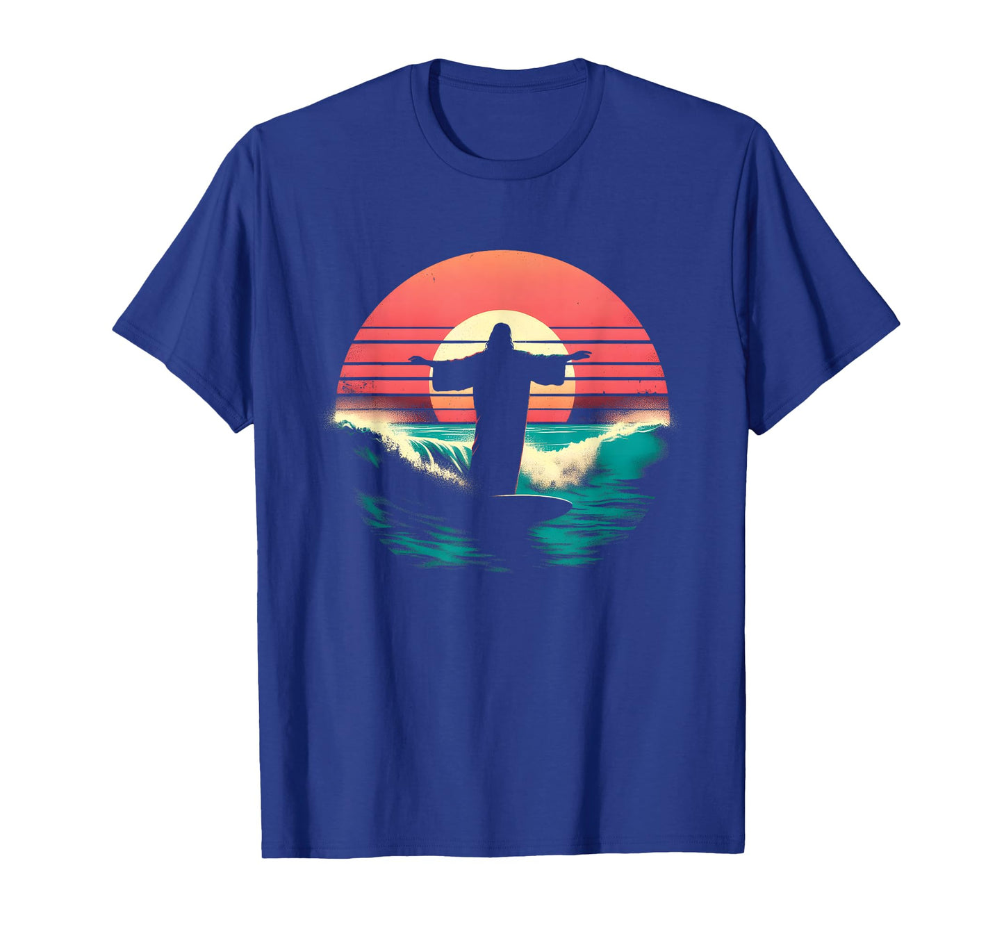 Jesus Surfing On Water - Funny Christian Religious Surfer T-Shirt