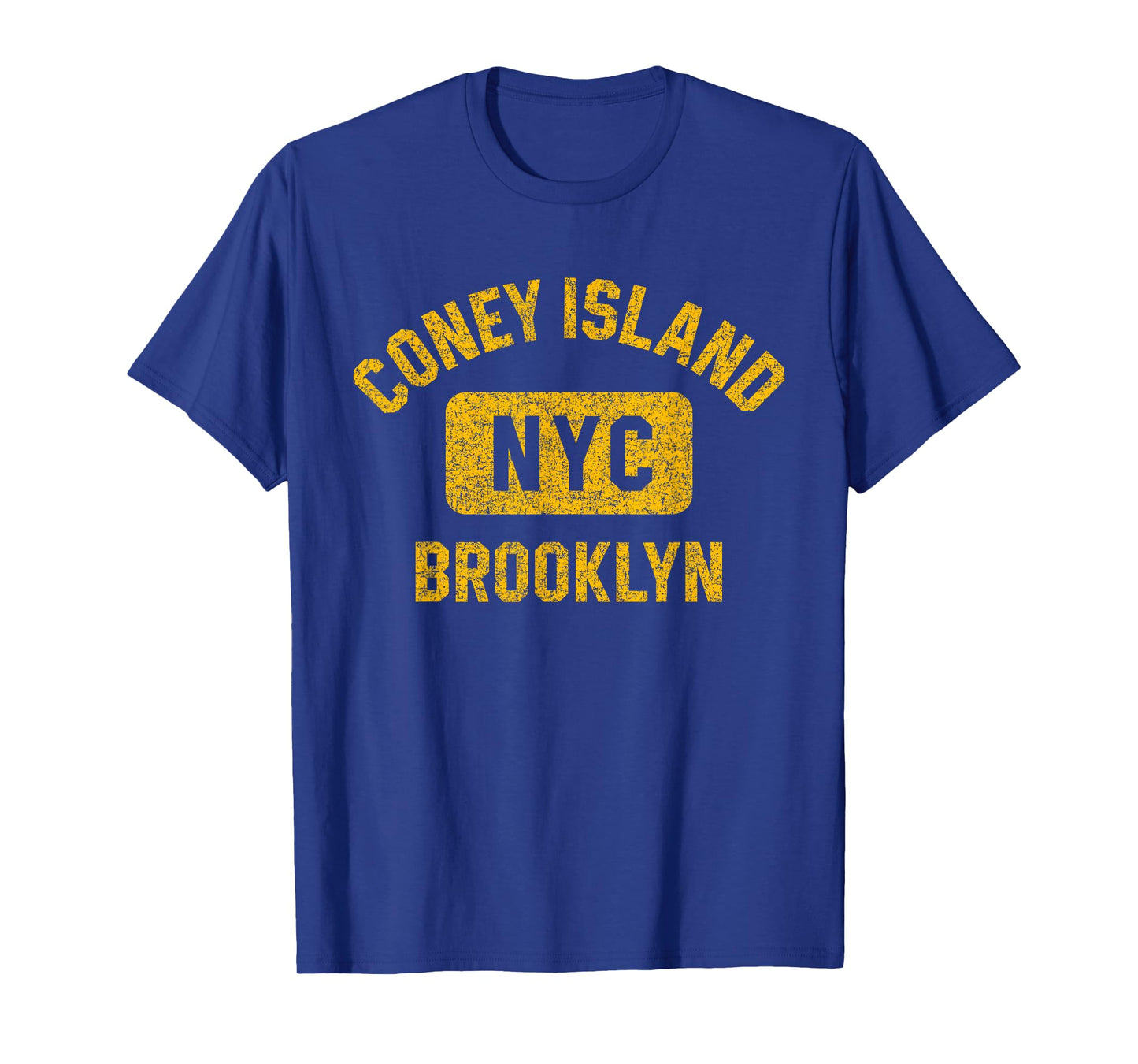 Coney Island NYC Brooklyn Gym Style Distressed Amber Print T-Shirt