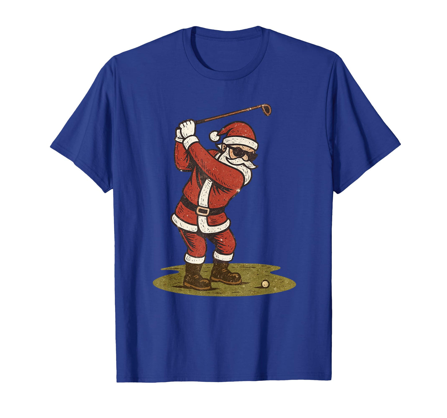 Santa Playing Golf Christmas Vintage Funny Xmas T-Shirt