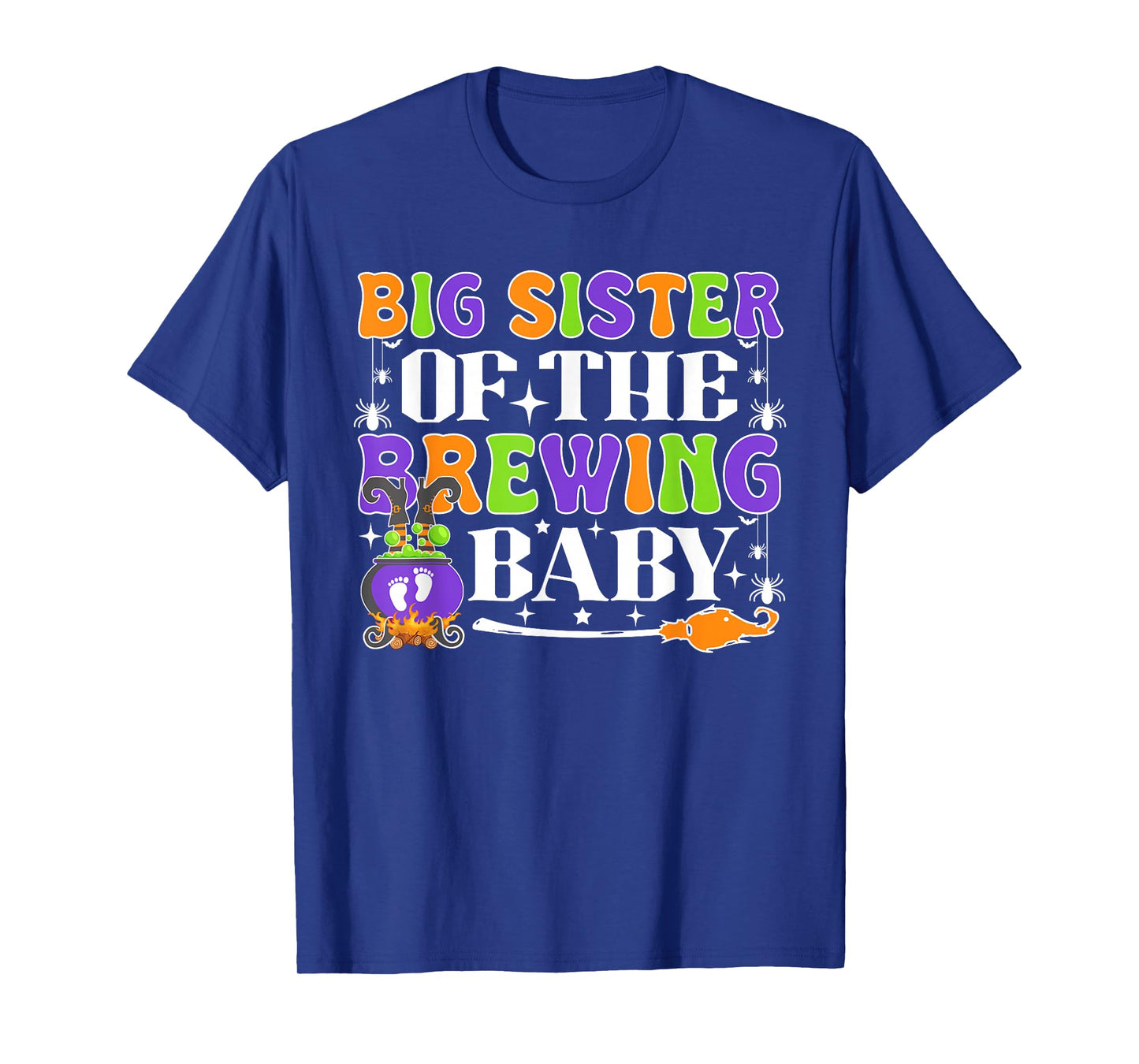 Big Sister of The Brewing Baby Halloween Witch Baby Shower T-Shirt