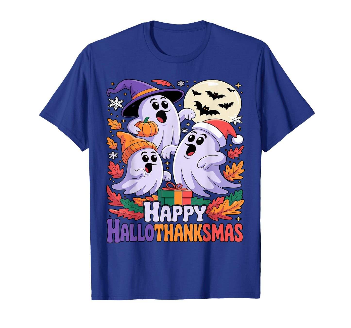 Happy Hallothanksmas Ghosts and Pumpkins T-Shirt