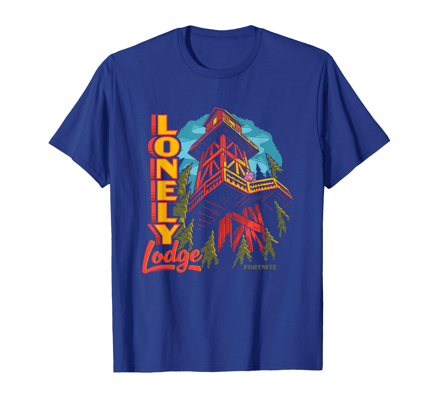Fortnite Lonely Lodge Forest Vintage Big Chest Poster T-Shirt