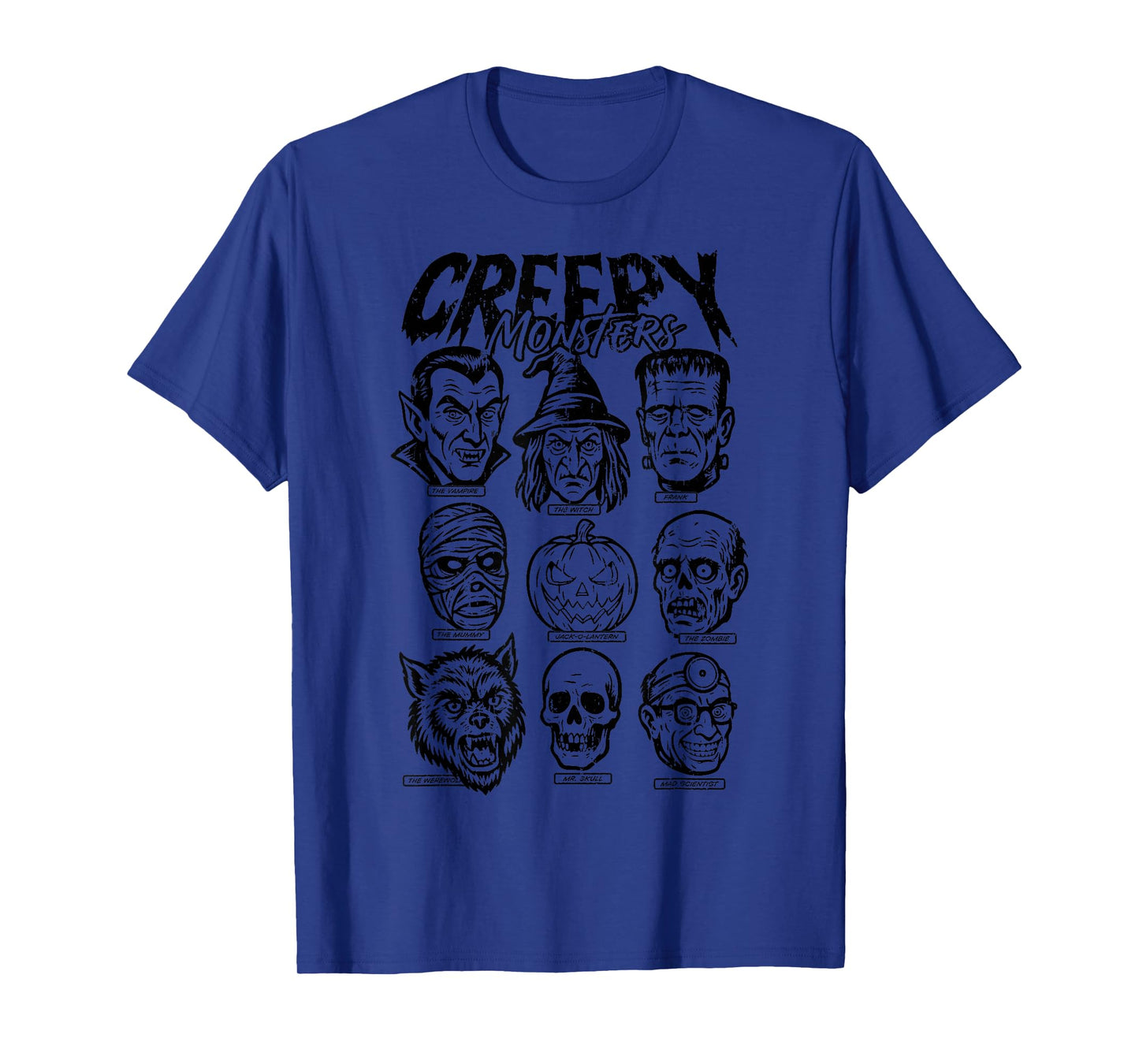 Halloween Boys Creepy Monsters Mummy Skeleton Frankenstein T-Shirt