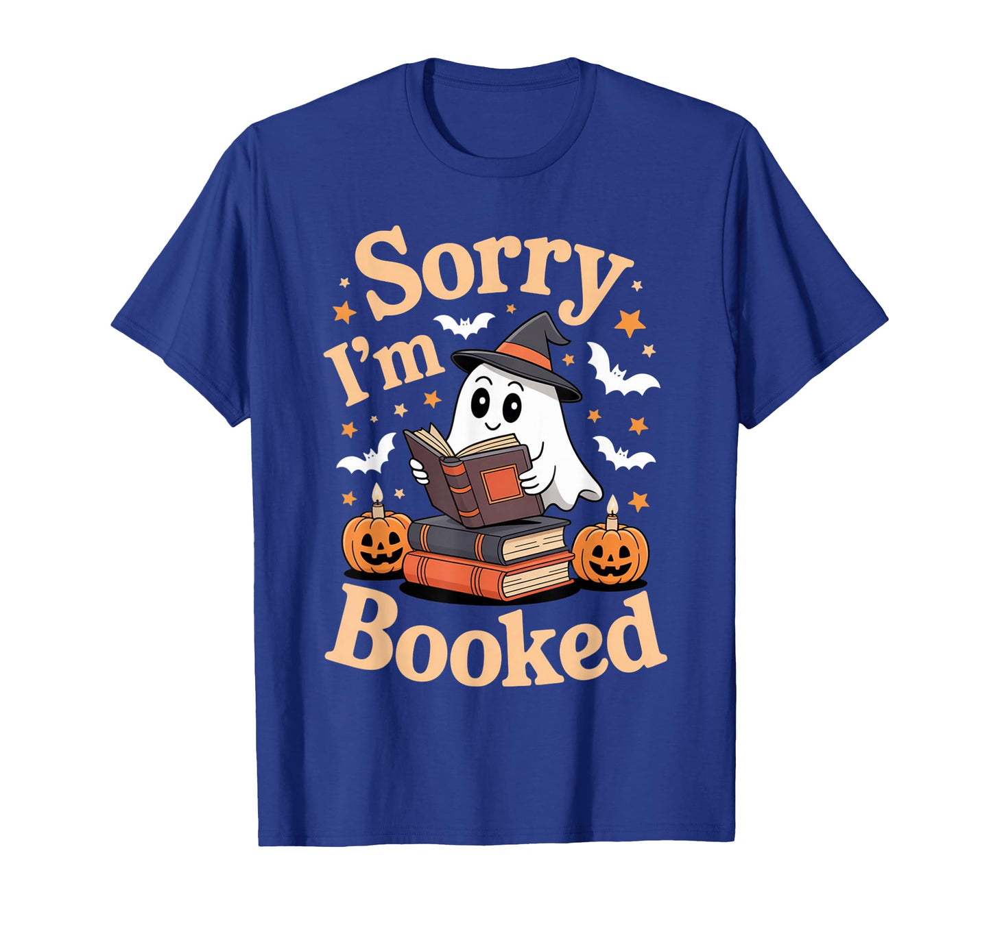 Sorry I'm Booked Ghost Reading Book Lover Teacher Halloween T-Shirt