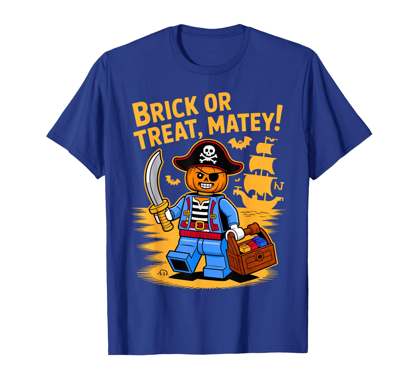 Halloween Bricks Pirate Skeleton Builder Blocks Building Toy T-Shirt