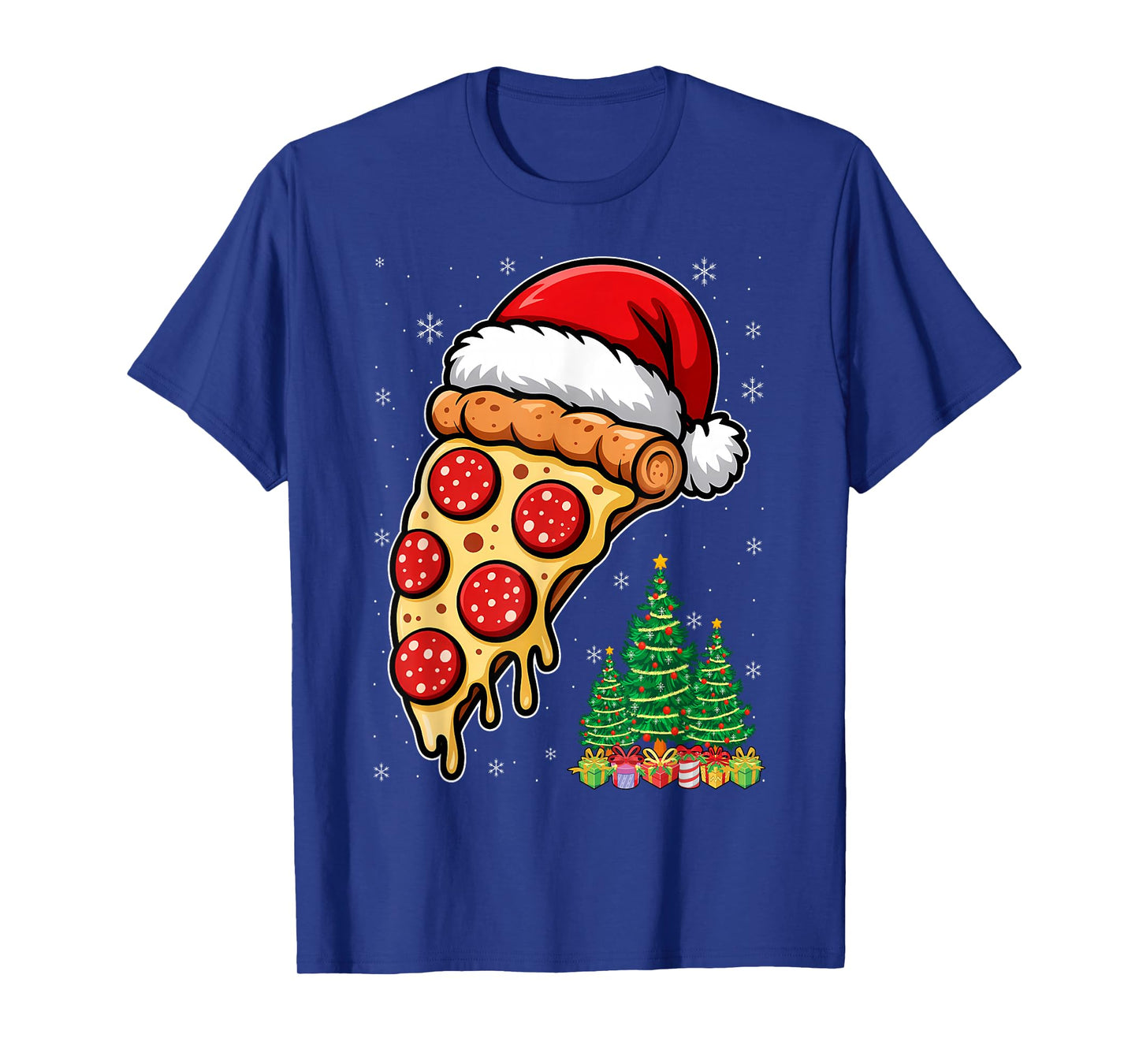 Funny Pizza Lover Santa Hat Christmas Pajama Pepperoni T-Shirt