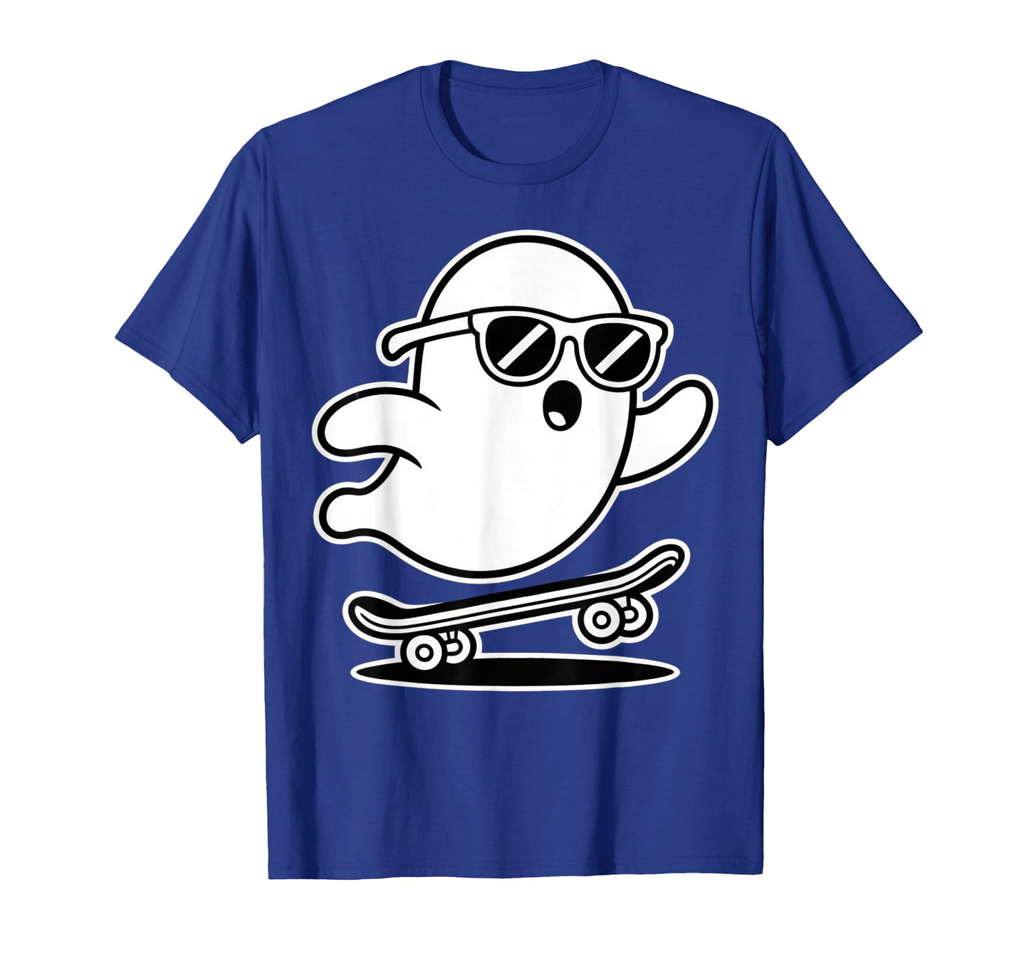 Funny Ghost On Skateboard Retro Halloween Costume Kids Boys T-Shirt