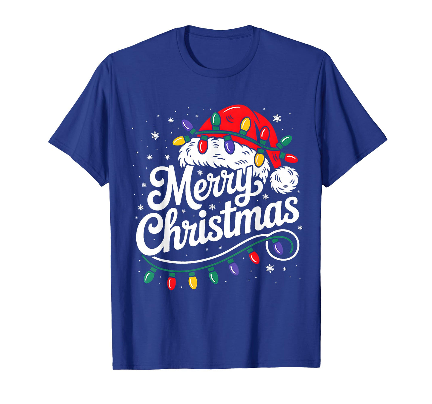 Merry Christmas Lights Red Santa Hat Xmas Family Men Women T-Shirt