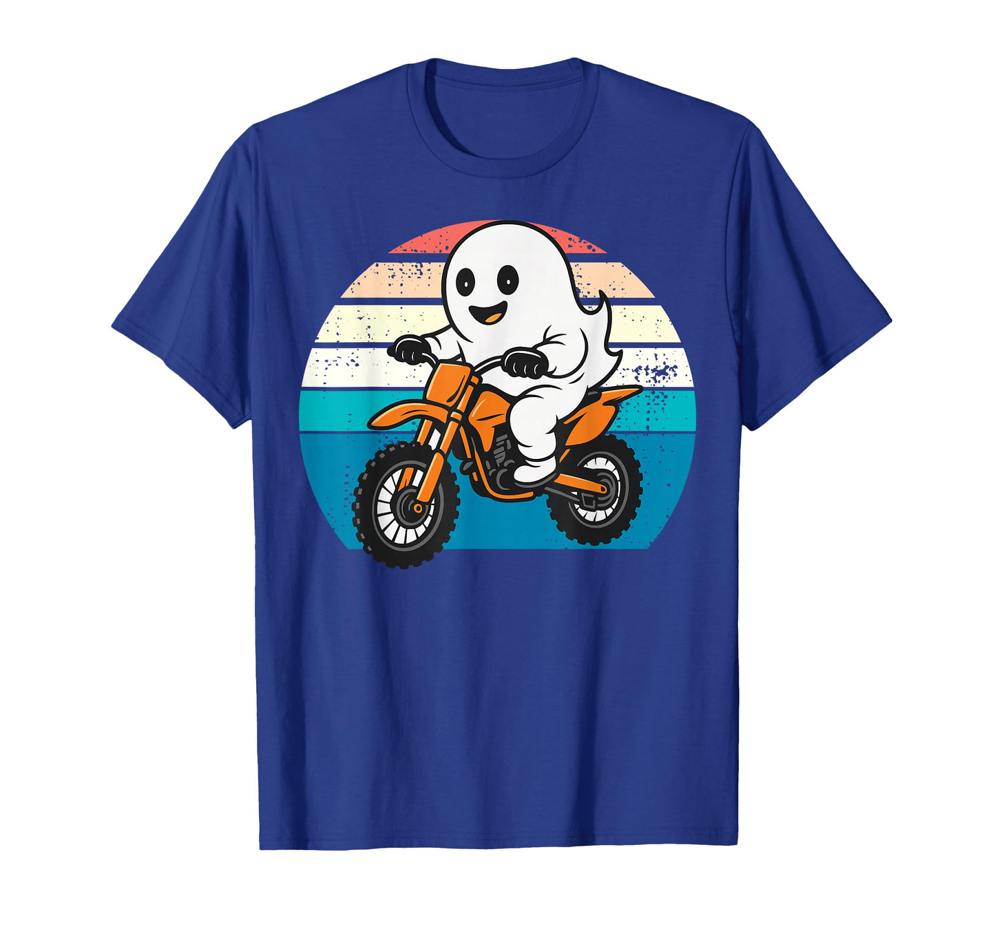 Cute Ghost Riding Motorcycle Funny Vintage Halloween Costume T-Shirt