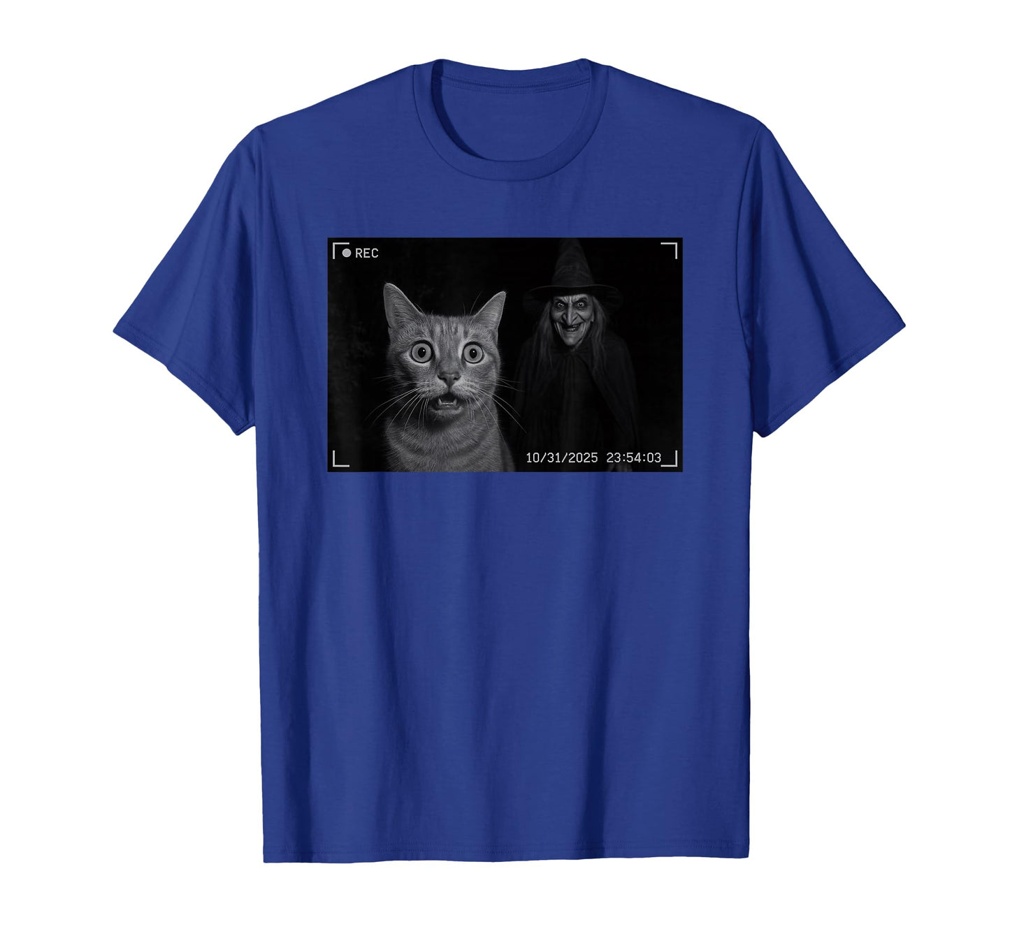Funny Cat On Security Camera with Witch Halloween T-Shirt