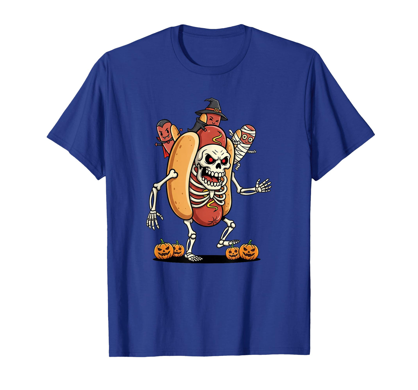 Funny Hotdog Skeleton Mummy Witch Halloween Kids Mens Womens T-Shirt