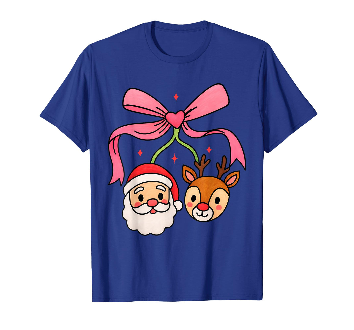Cute Christmas Girls Women Bow Cherry Holiday Santa Reindeer T-Shirt