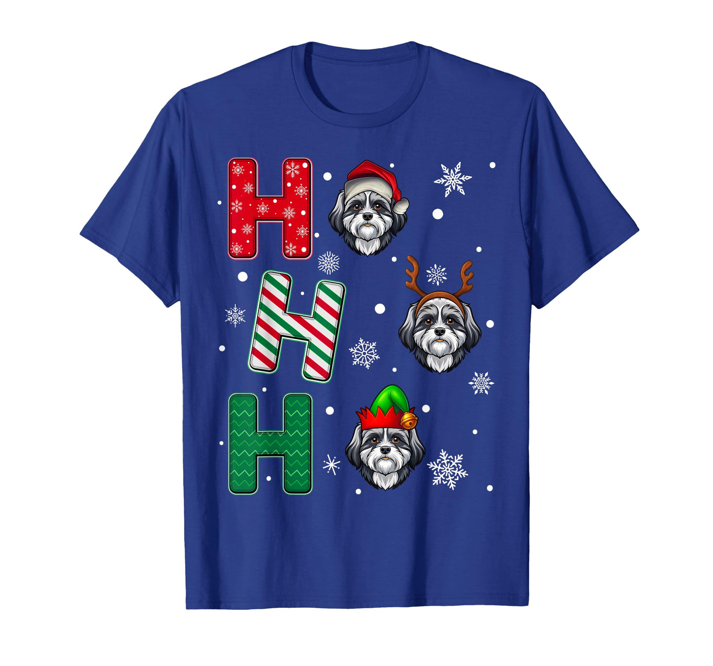 Ho Ho Ho Shih Tzu Dog Matching Christmas Santa Elf Xmas T-Shirt