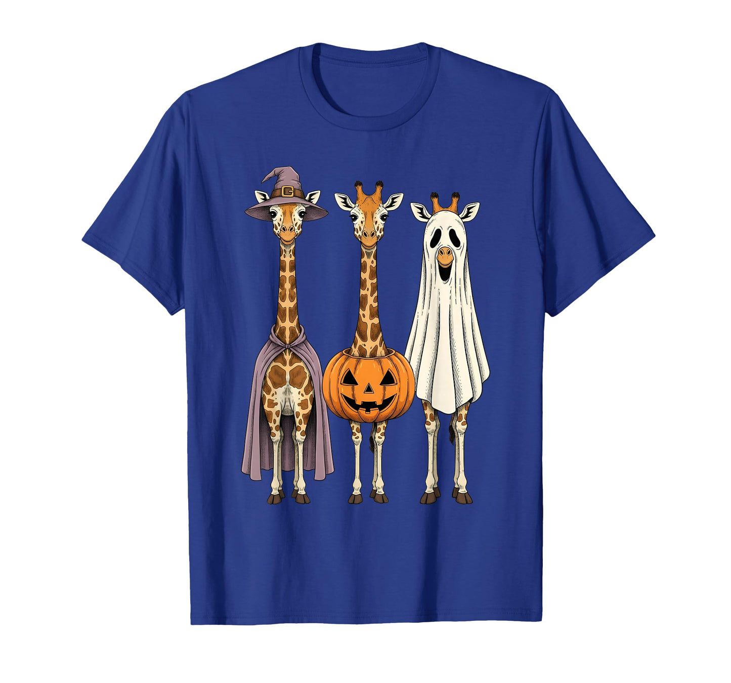 Spooky Ghost Giraffe Pumpkin Halloween Safari Animal T-Shirt
