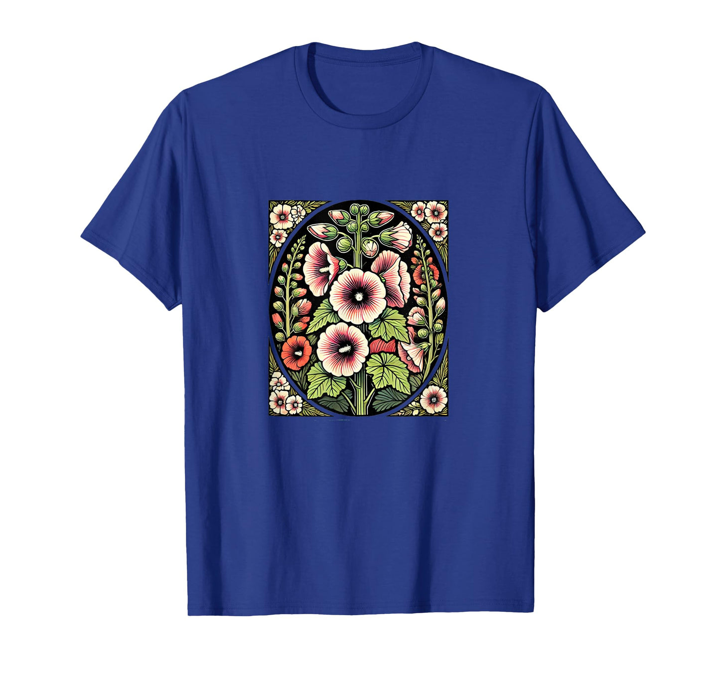 Hollyhock Illustration Hollyhocks flower Gardener art T-Shirt
