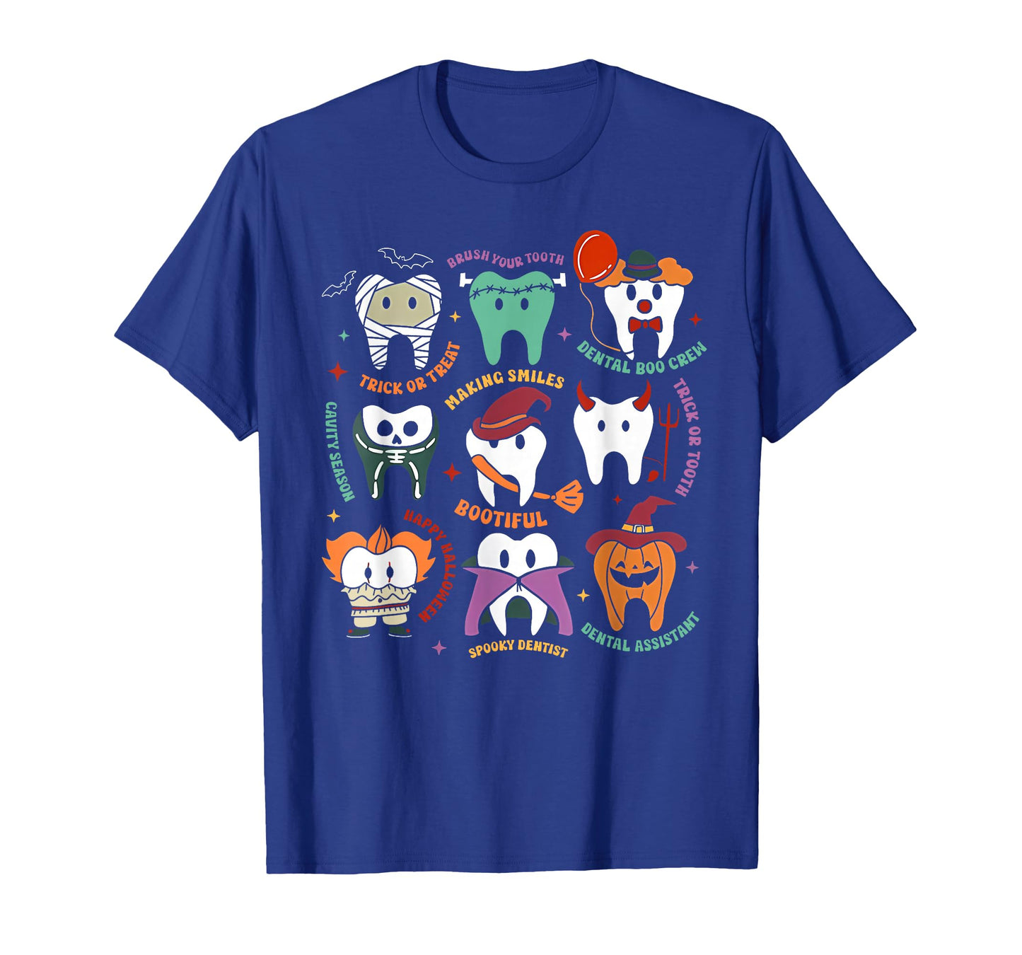Funny Halloween Teeth Spooky Season Dentist Women Men Kids T-Shirt