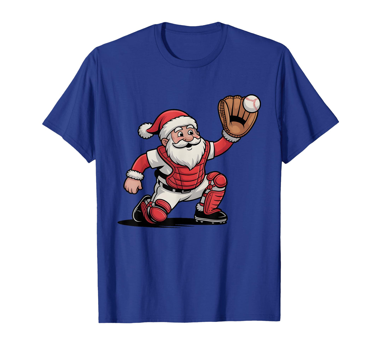 Santa Baseball Catcher Christmas Graphic Boys Kids Teens T-Shirt