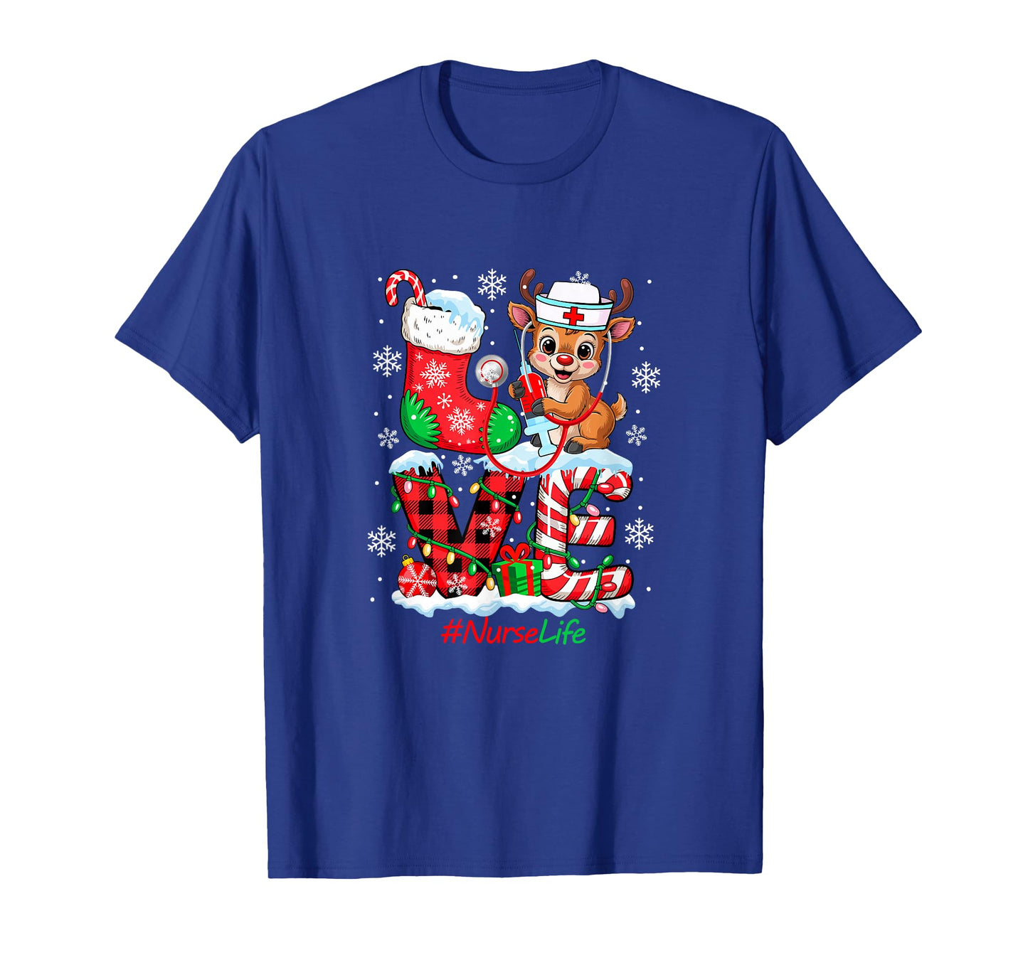 Love Nurse Tools Christmas Santa Reindeer Matching Job Team T-Shirt