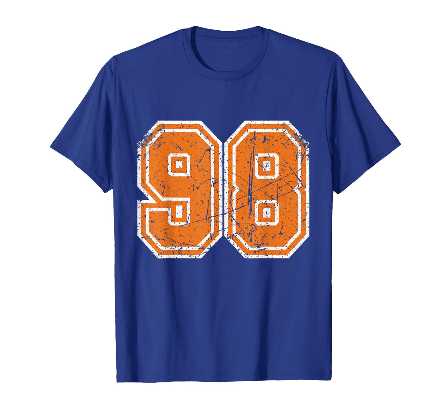 Sports Legendz Unisex-Adult Vintage Number #98 Orange Varsity Number T-Shirt