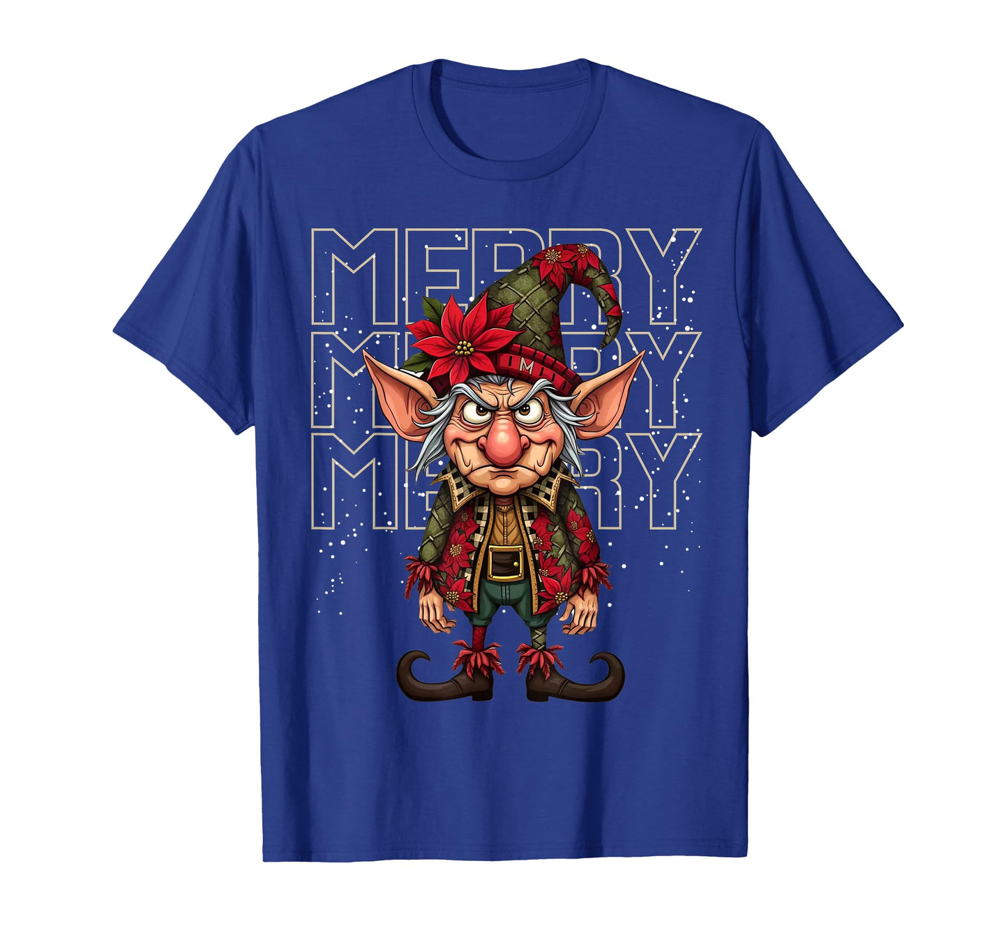 Funny Grumpy Elf Christmas Holiday Merry Design T-Shirt