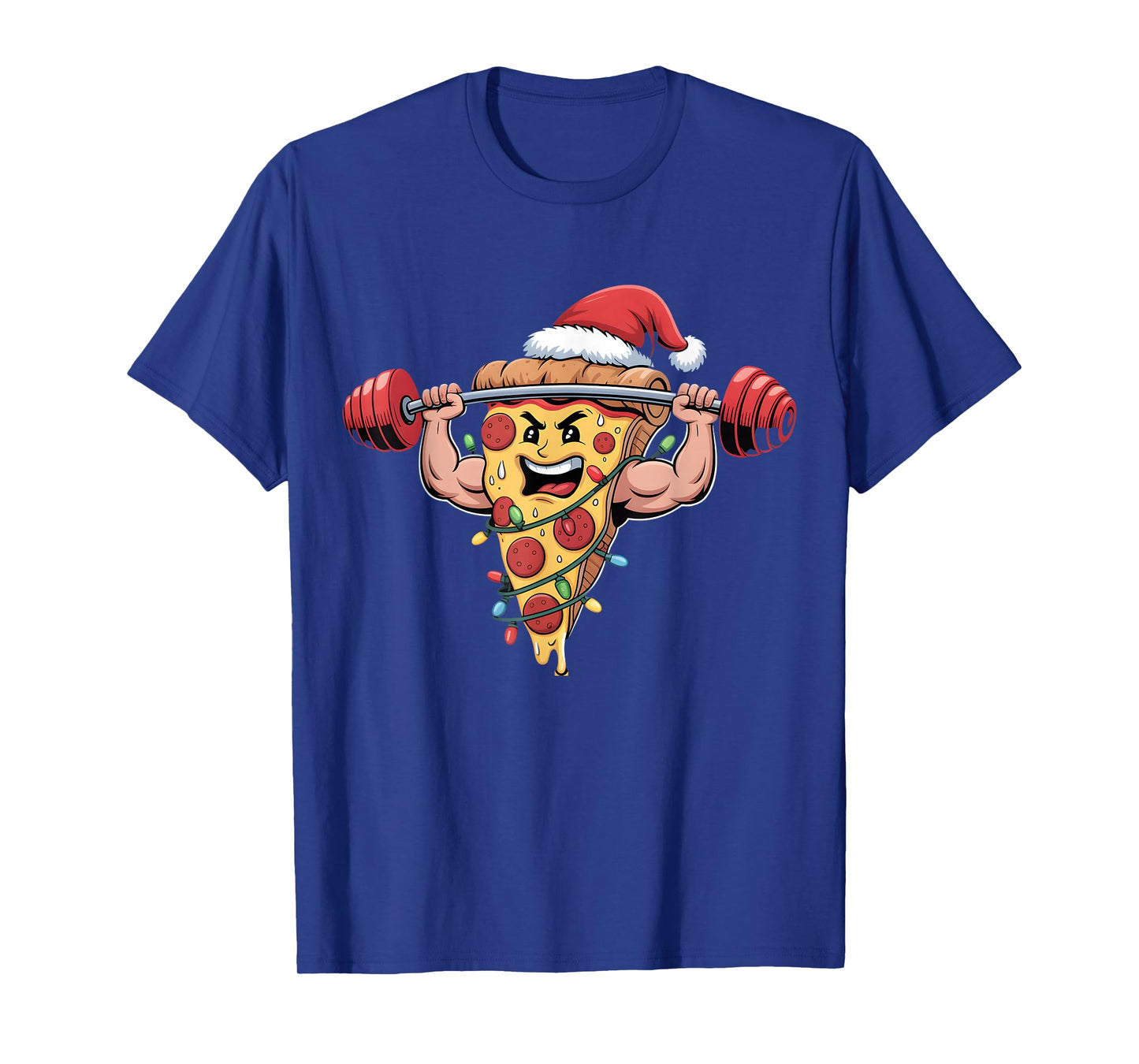 Funny Pizza Lifting Bodybuilding Christmas Men Boys T-Shirt