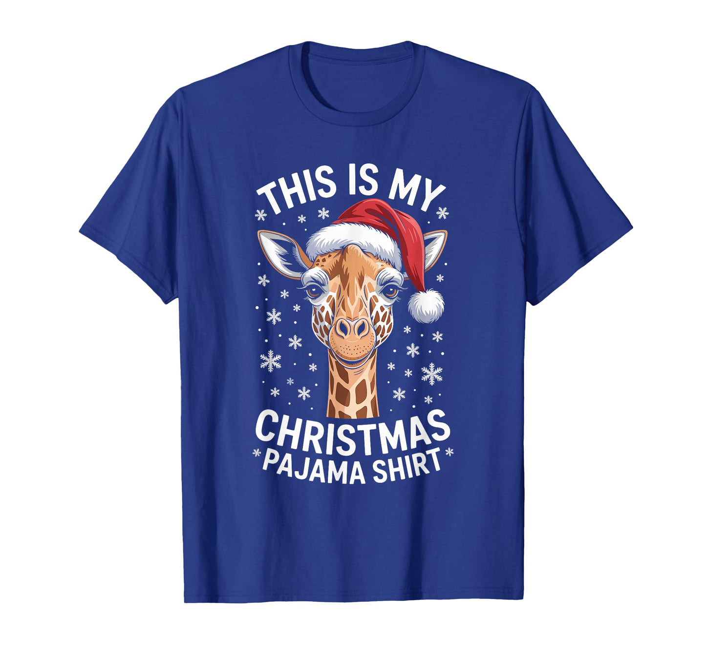 Giraffe Christmas Santa Hat Pajama Funny Giraffe Xmas T-Shirt