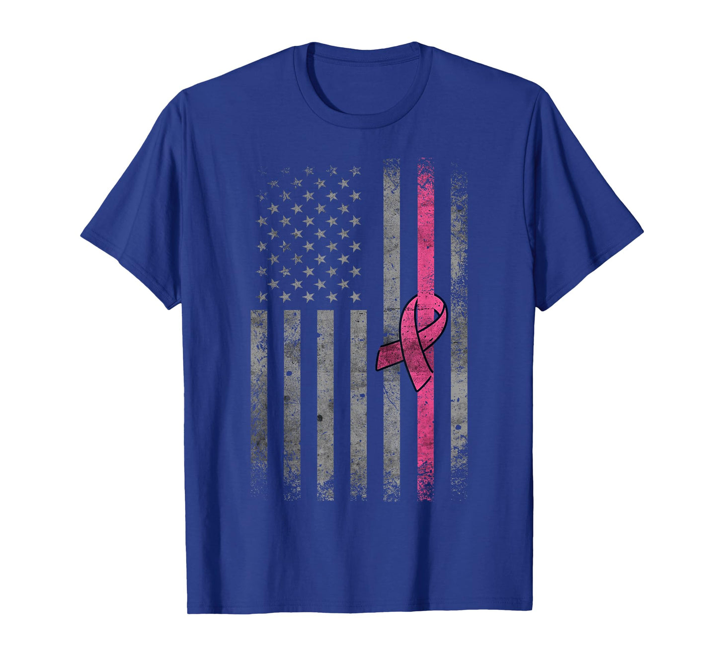 American Flag Vintage Breast Cancer Awareness T-Shirt