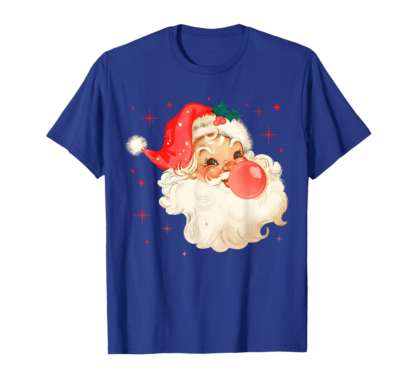 Red Christmas Santa Claus Face Xmas Vintage Girl Women Kids T-Shirt