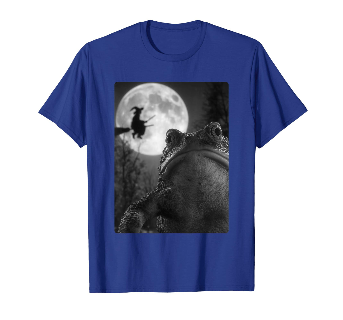 Funny Toad Selfie Full Moon Flying Witch Forest Halloween T-Shirt