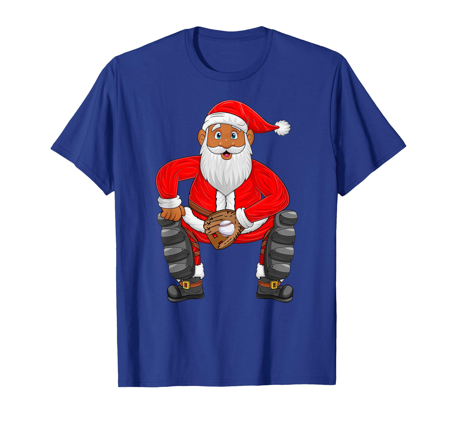 Baseball Player Santa Christmas Pajamas Baseball Catcher T-Shirt