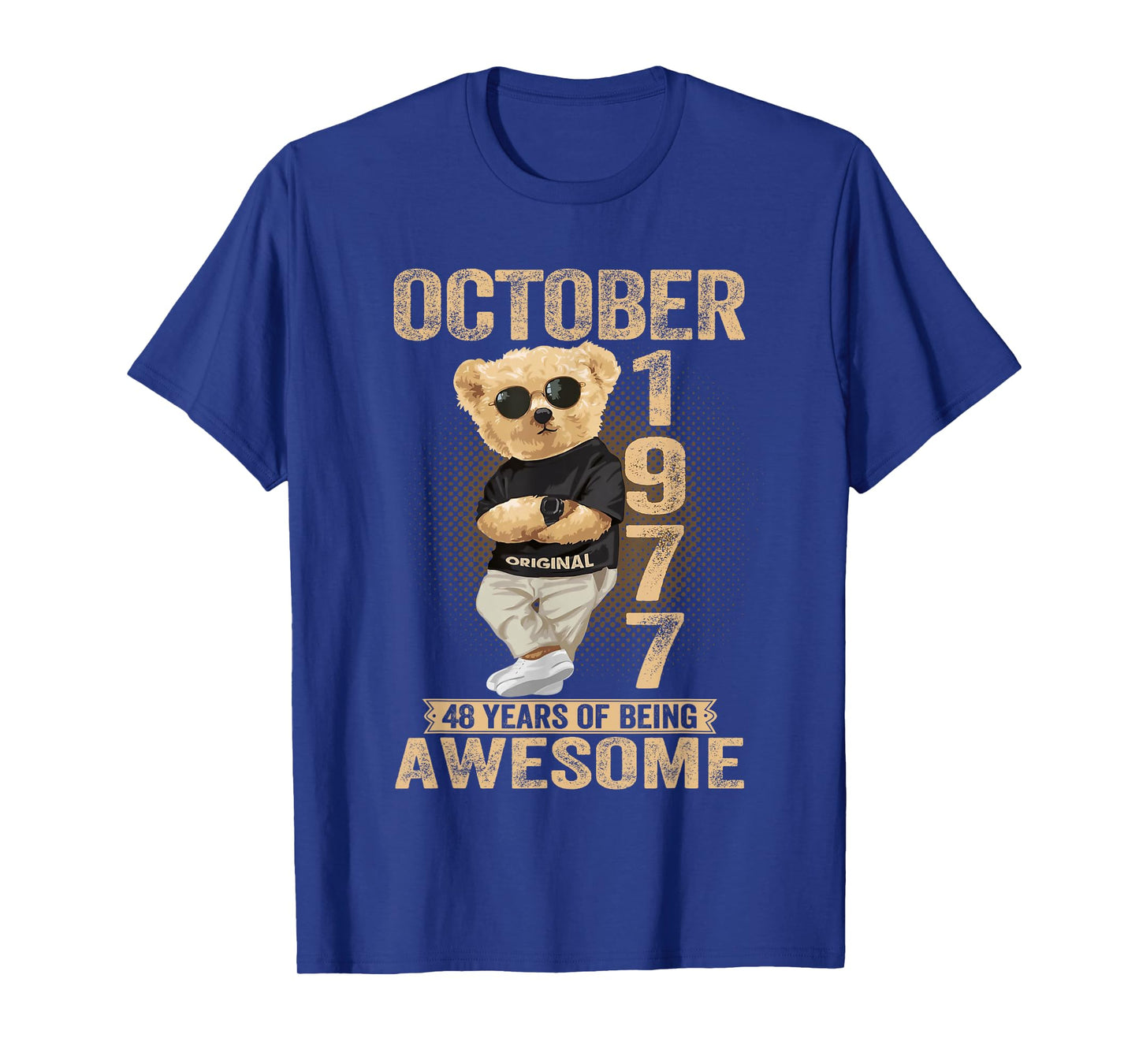 October 48th Birthday Men Women 1977 Awesome Teddy Bear T-Shirt