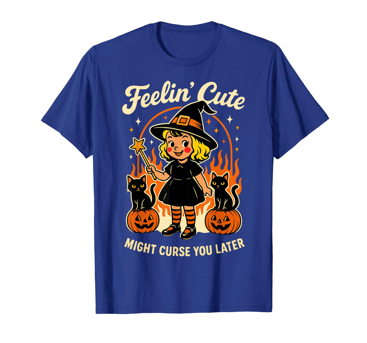 Feeling’s Cute Might Curse You Later Halloween Black Cat T-Shirt