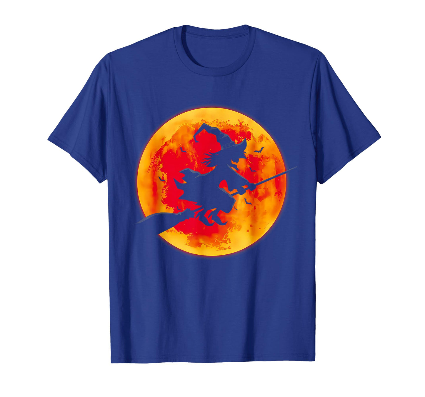 Witch On Broom with Full Moon Funny Design for Halloween T-Shirt